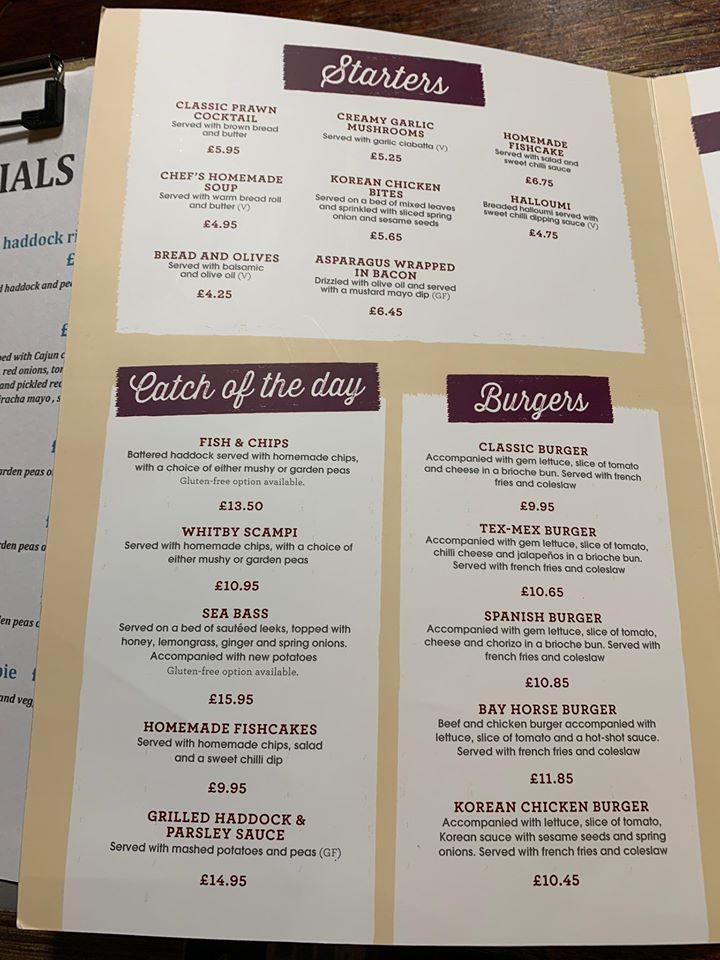 Menu at The Bay Horse Inn pub & bar, Newton Aycliffe, 28 W Green