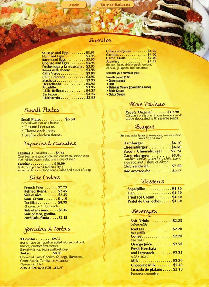 Menu at Delicias Café cafe, Albuquerque