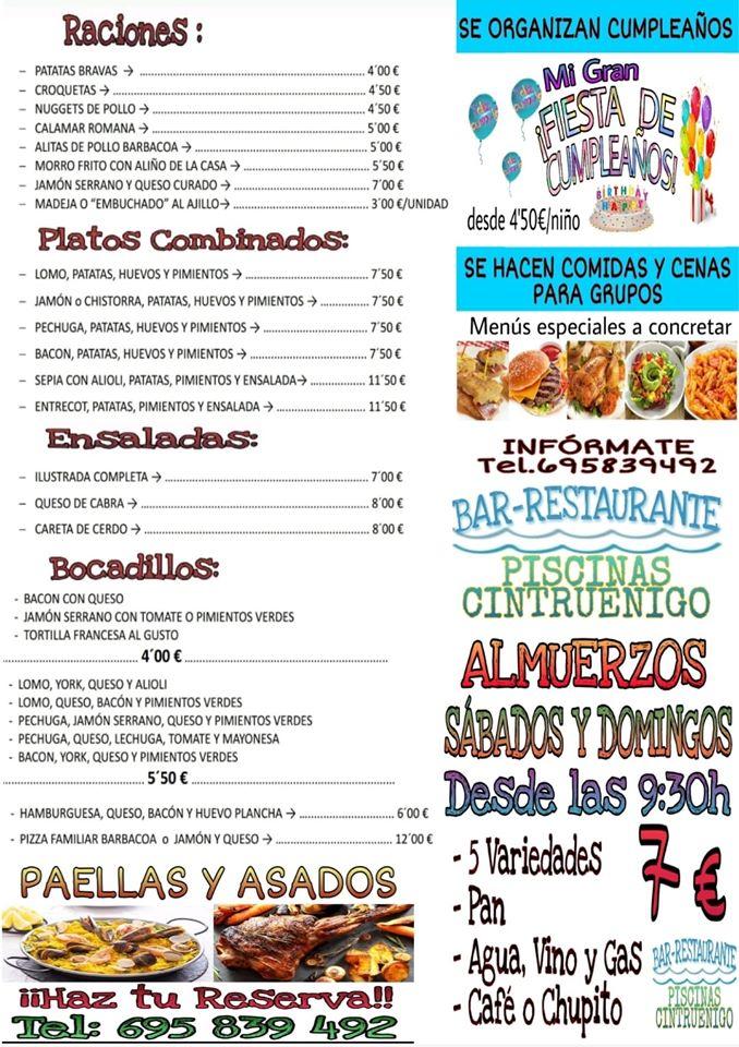 Menu at Bar-Restaurante Complejo Deportivo Cintruenigo, Cintruénigo