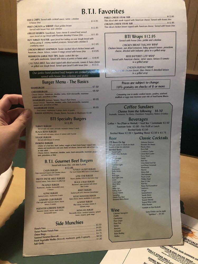 Menu at Blairstown Inn pub & bar, Blairstown, 70 NJ94