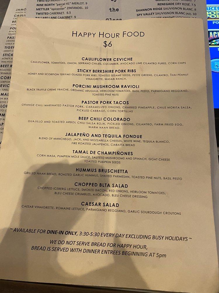 Menu at The Twisted Fork restaurant, Reno