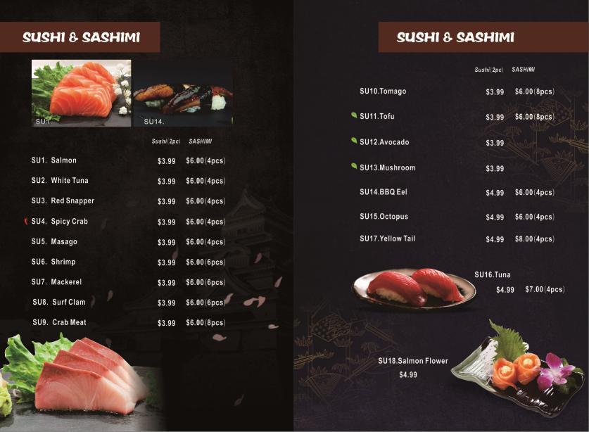 Menu at Aira Sushi restaurant, Richmond Hill