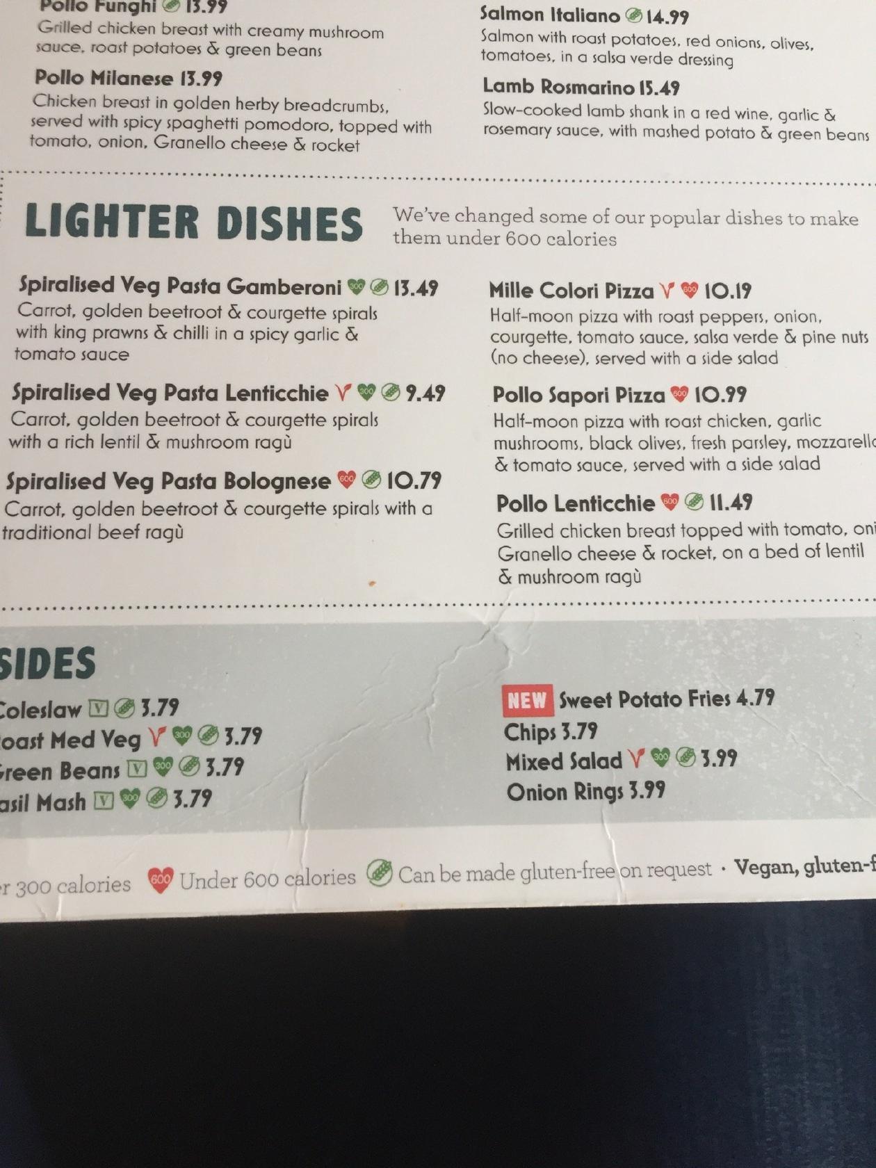 Menu at Bella Italia - Bolton restaurant, Bolton, Unit 23