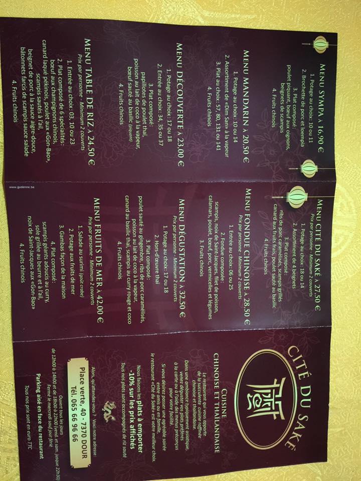 Cite Du Sake Dour Chinese Restaurant Menu And Reviews