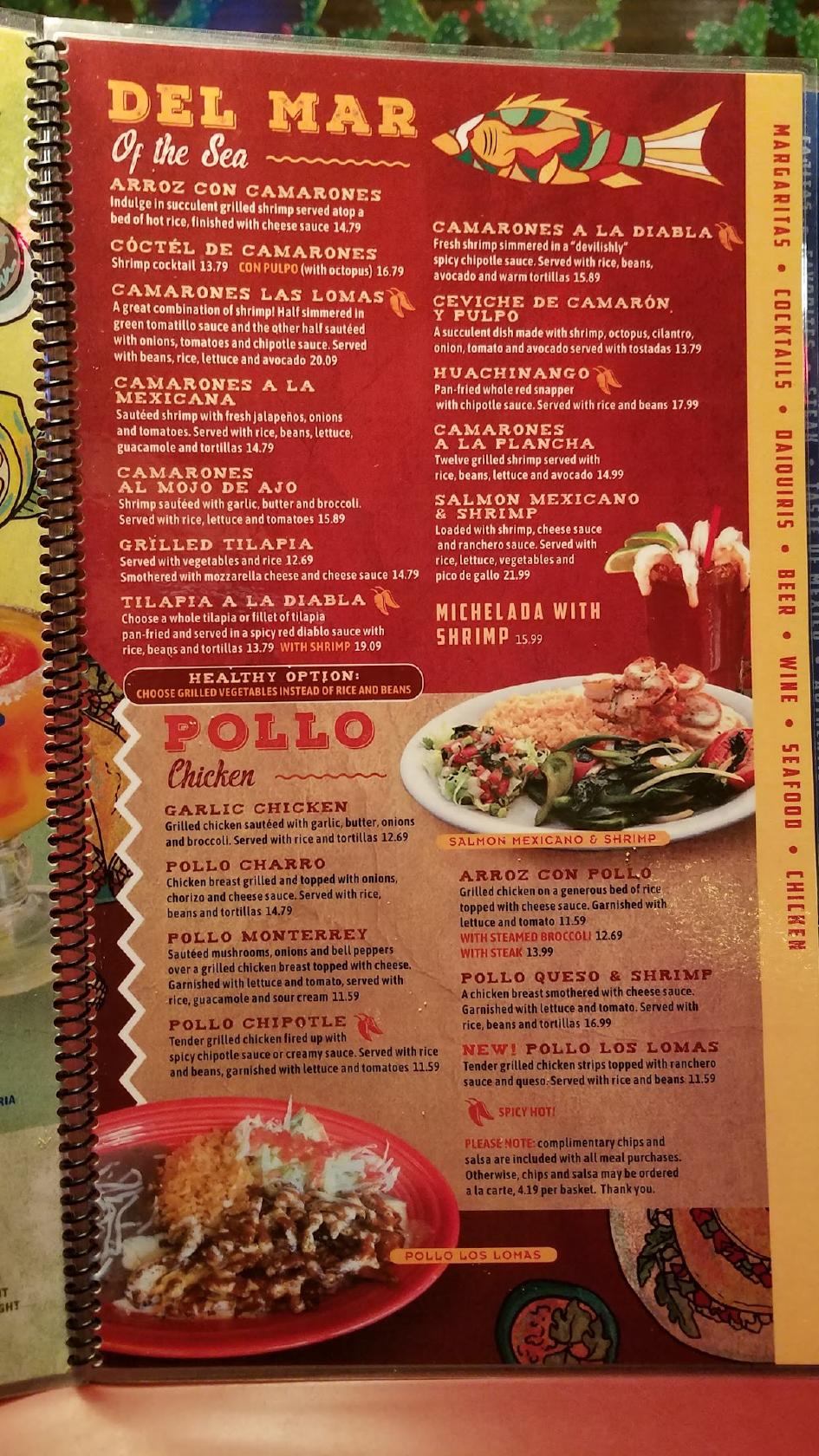 Menu at Las Lomas restaurant, Fort Wayne, Fairfield Ave 29
