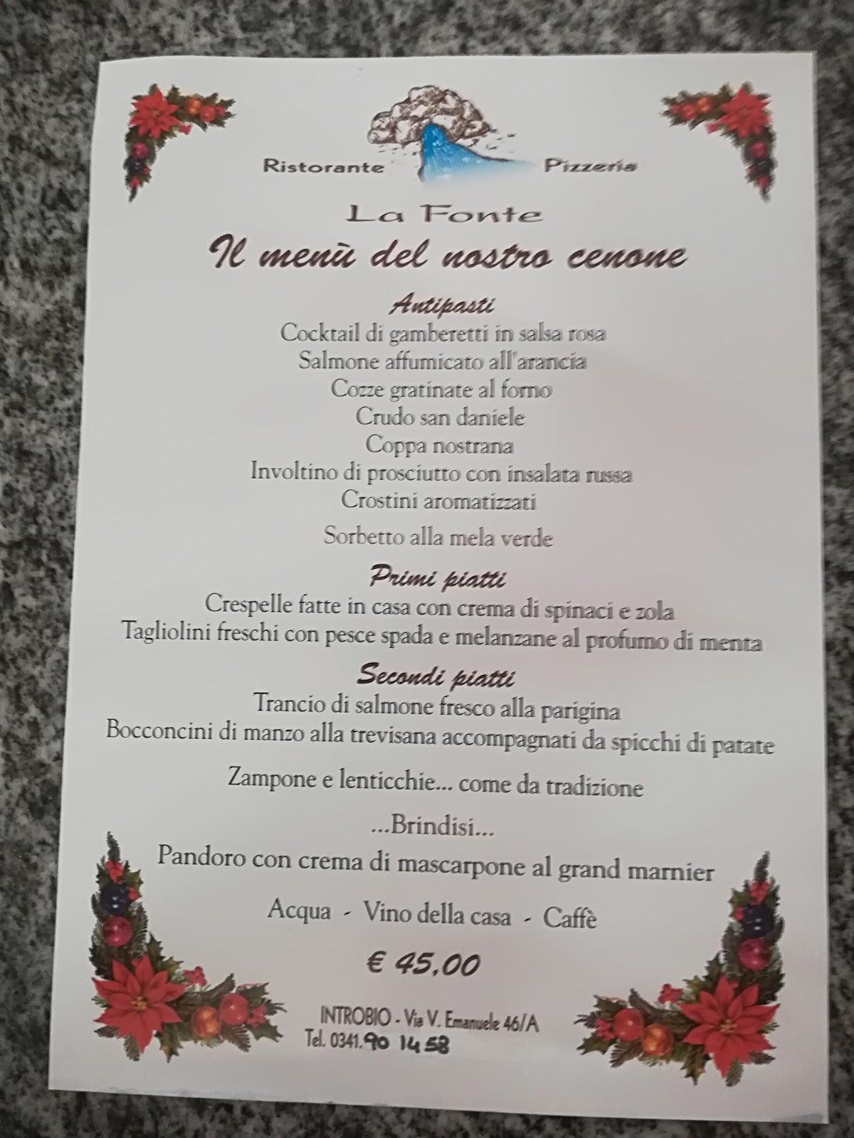 Menu at Ristorante Pizzeria La Fonte - Introbio (lc), Introbio