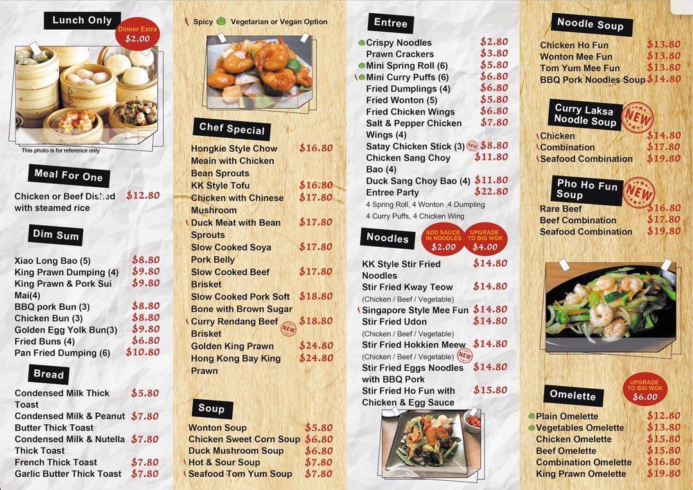 Menu at KK RiceNTea Chinese Restaurant, Lesmurdie