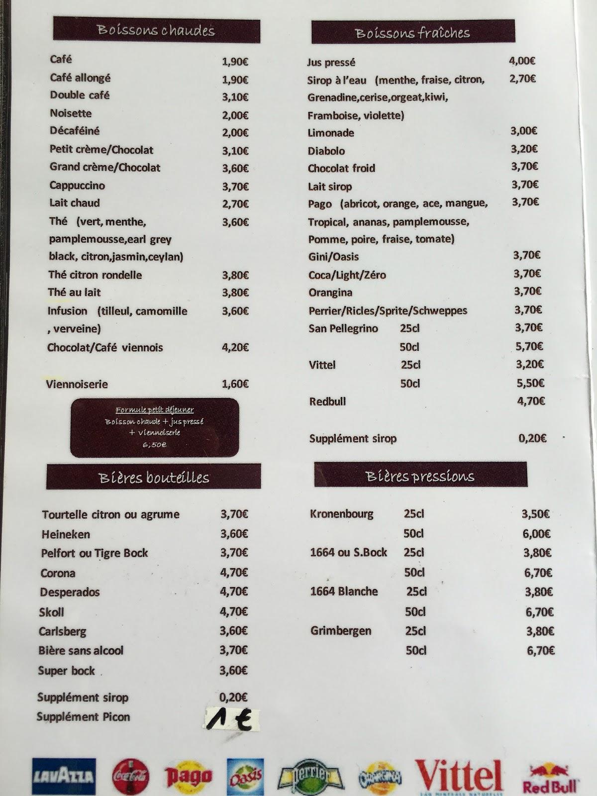Menu at Café Plaisance, La GarenneColombes, 27 Rue de l'Aigle