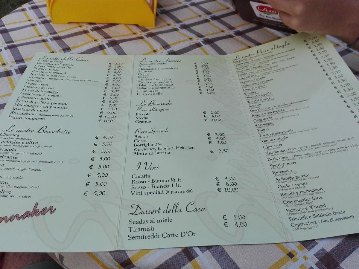 Menu di Pizzeria Spinnaker Budoni 