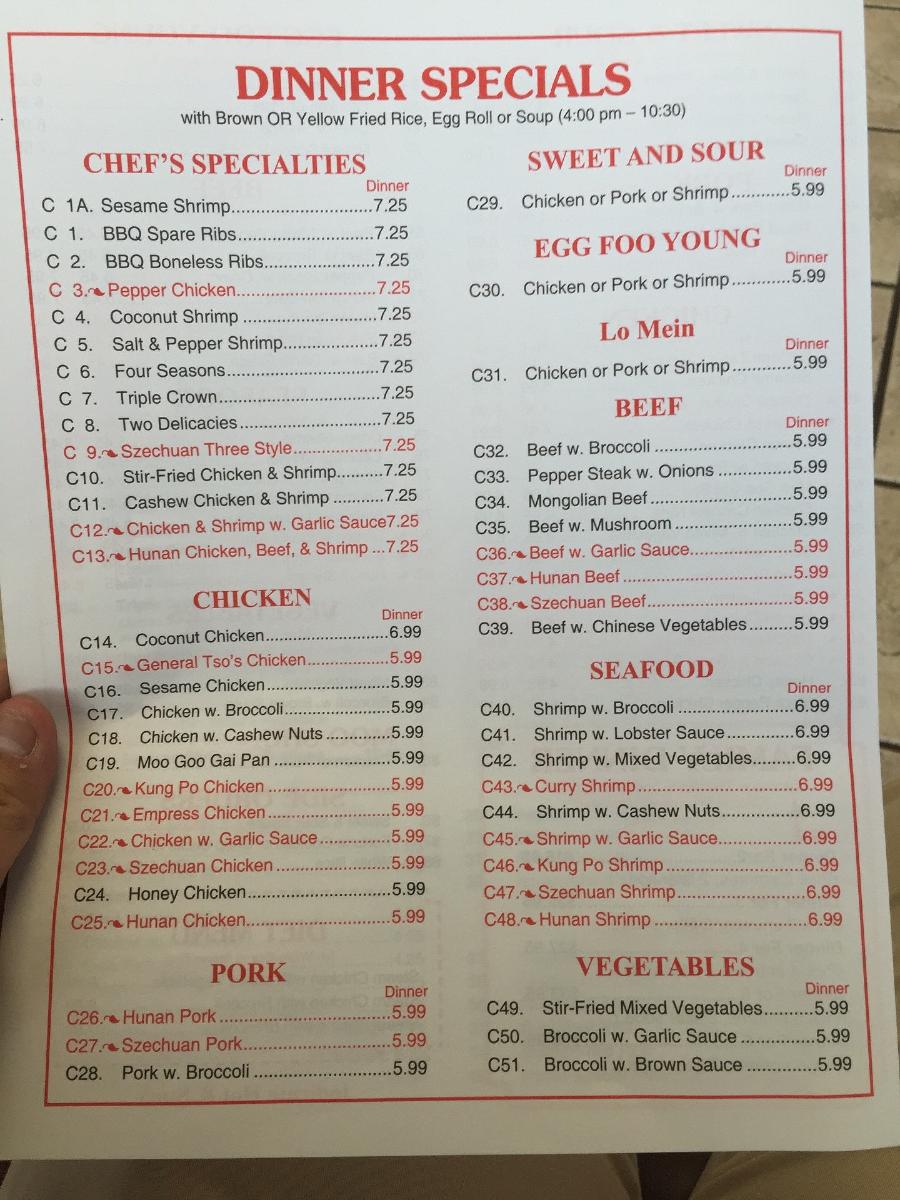 Menu At China Kitchen Restaurant Mobile Three Notch Rd C