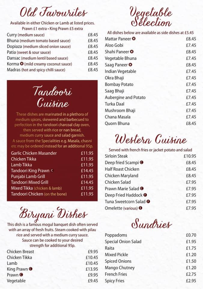 Menu At Mr Singhs Restaurant Alloa