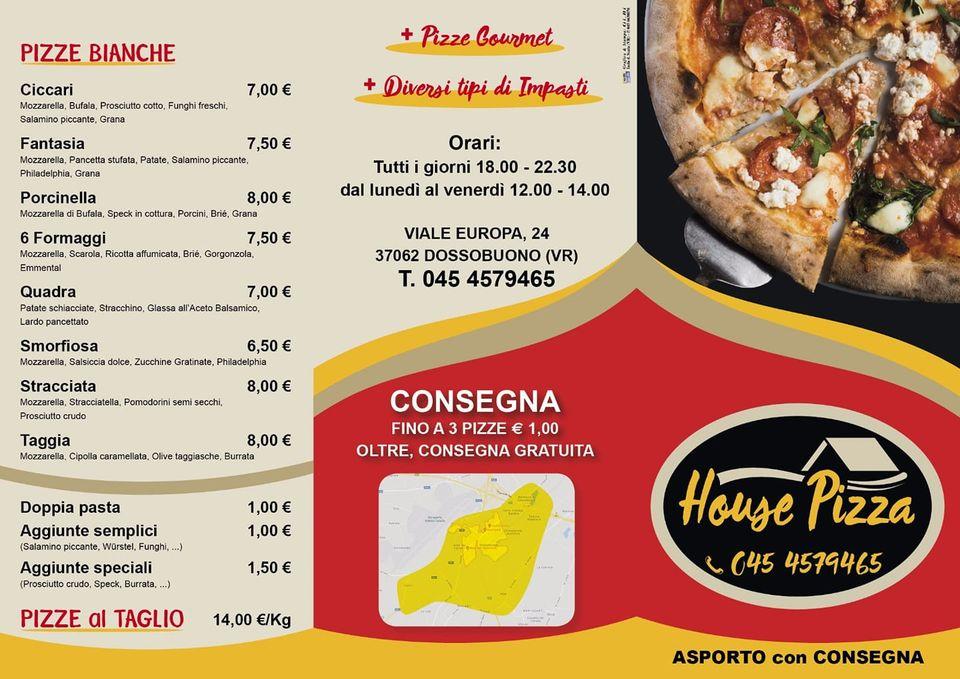 Speisekarte von HOUSE PIZZA, Area "ex Ferrari"