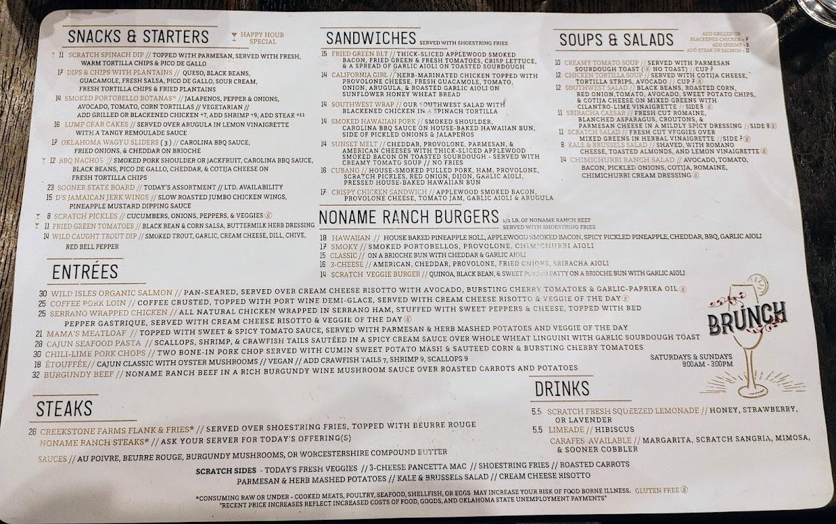 Menu at Scratch Kitchen & Cocktails restaurant, Norman, 132 W Main St