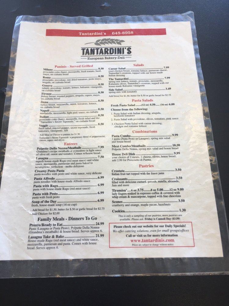 Menu at Tantardini's European BakeryDeli, Redding