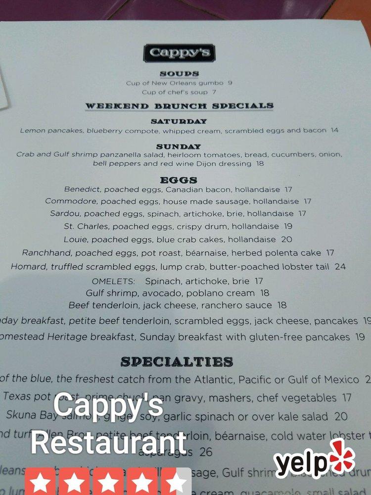Menu at Cappy's Restaurant, San Antonio