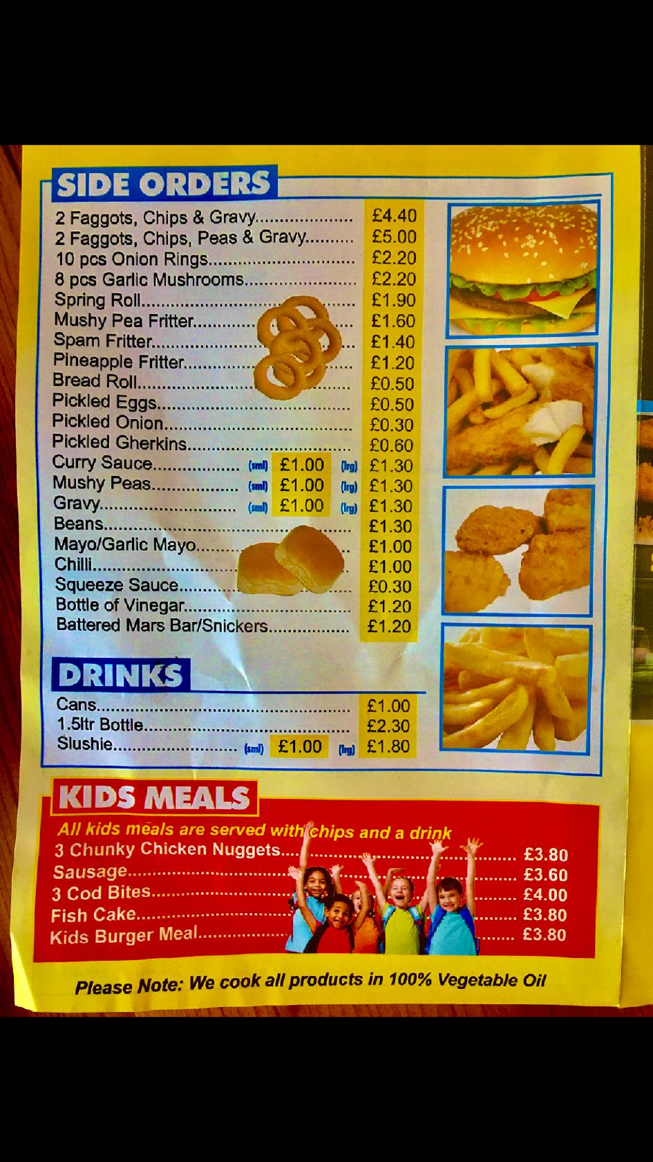 Menu at Star Fish Bar, Taunton, Unit 3