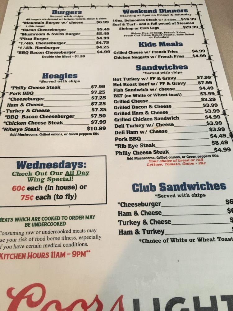 Menu at The Mountain House Restaurant, USA, Lincoln Hwy