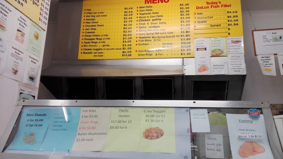 Menu at North Beach Fish Supply restaurant, Christchurch