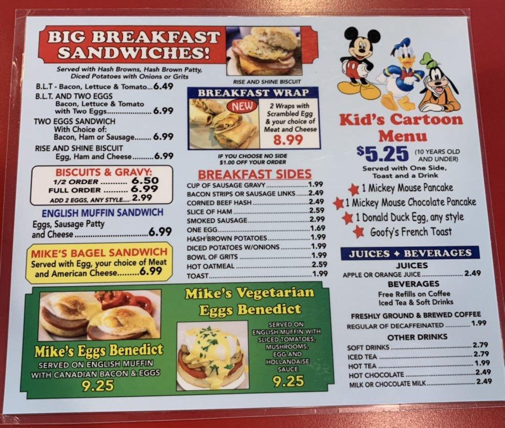 Menu at The Original Mike's Grill steakhouse, Bartow