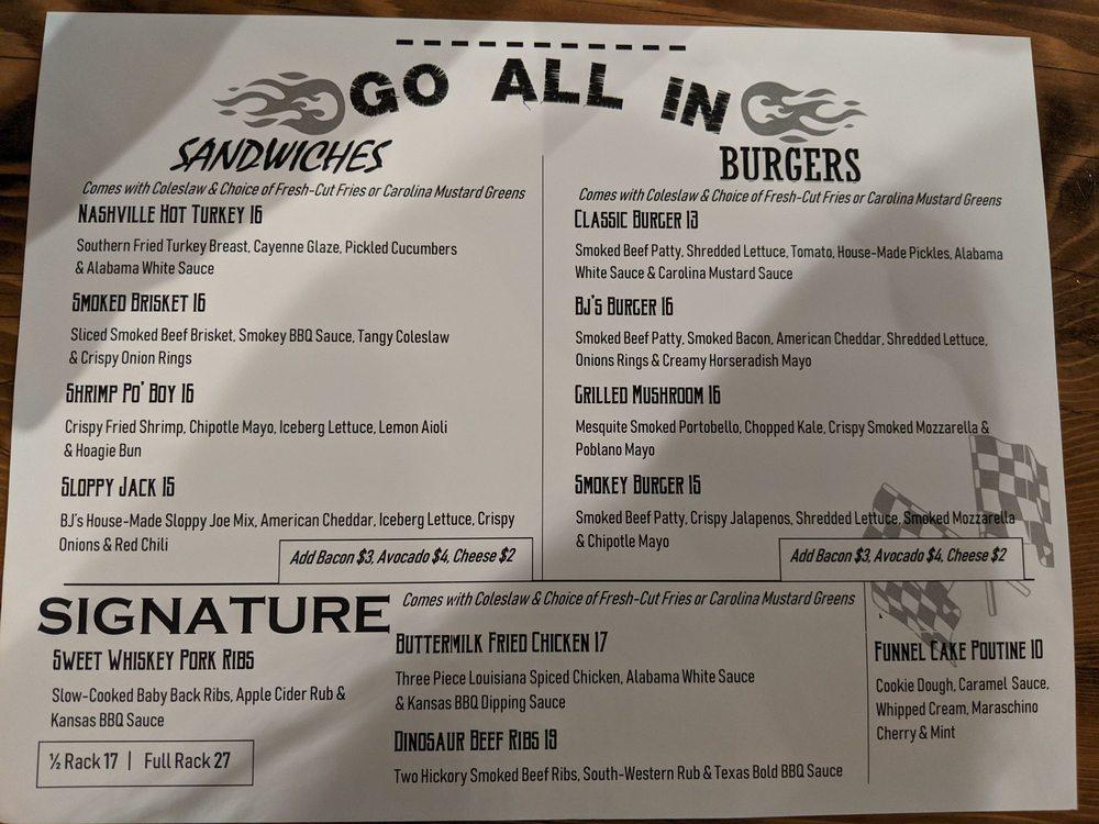 Menu at Blackjack BBQ, Mississauga