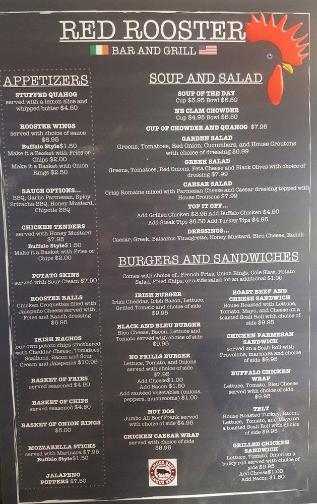Menu at Red Rooster Bar and Grill, Wrentham
