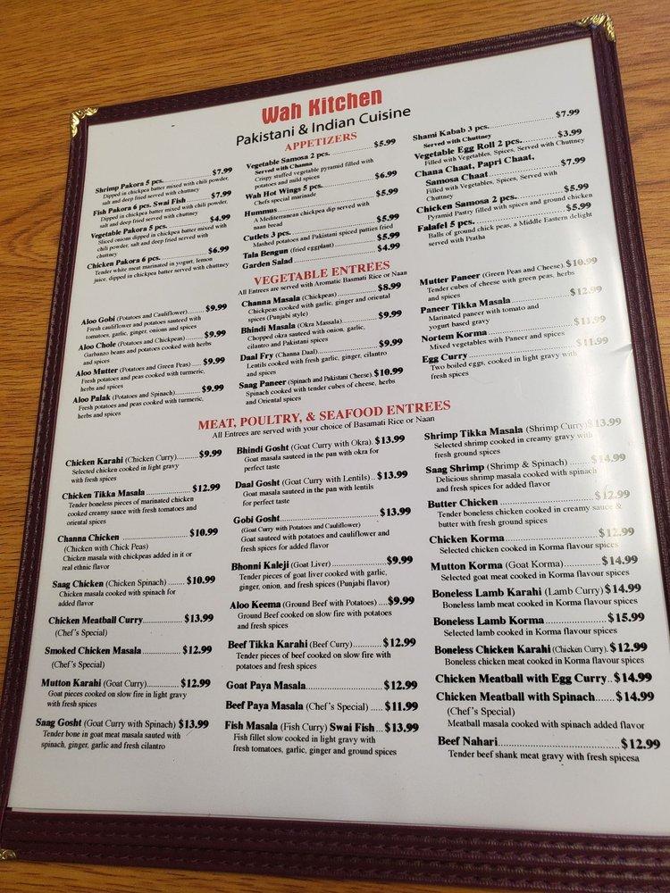 Menu at Wah Kitchen restaurant, Kenner