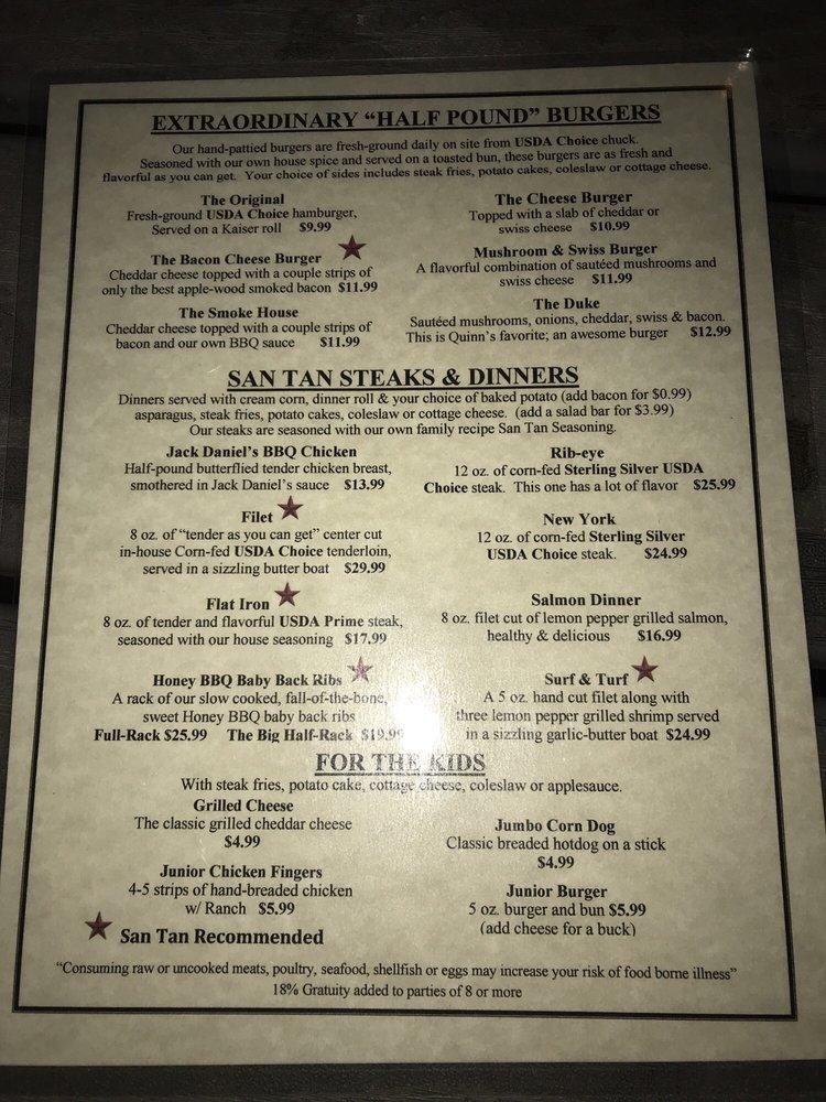 Menu at San Tan Flat steakhouse, Queen Creek