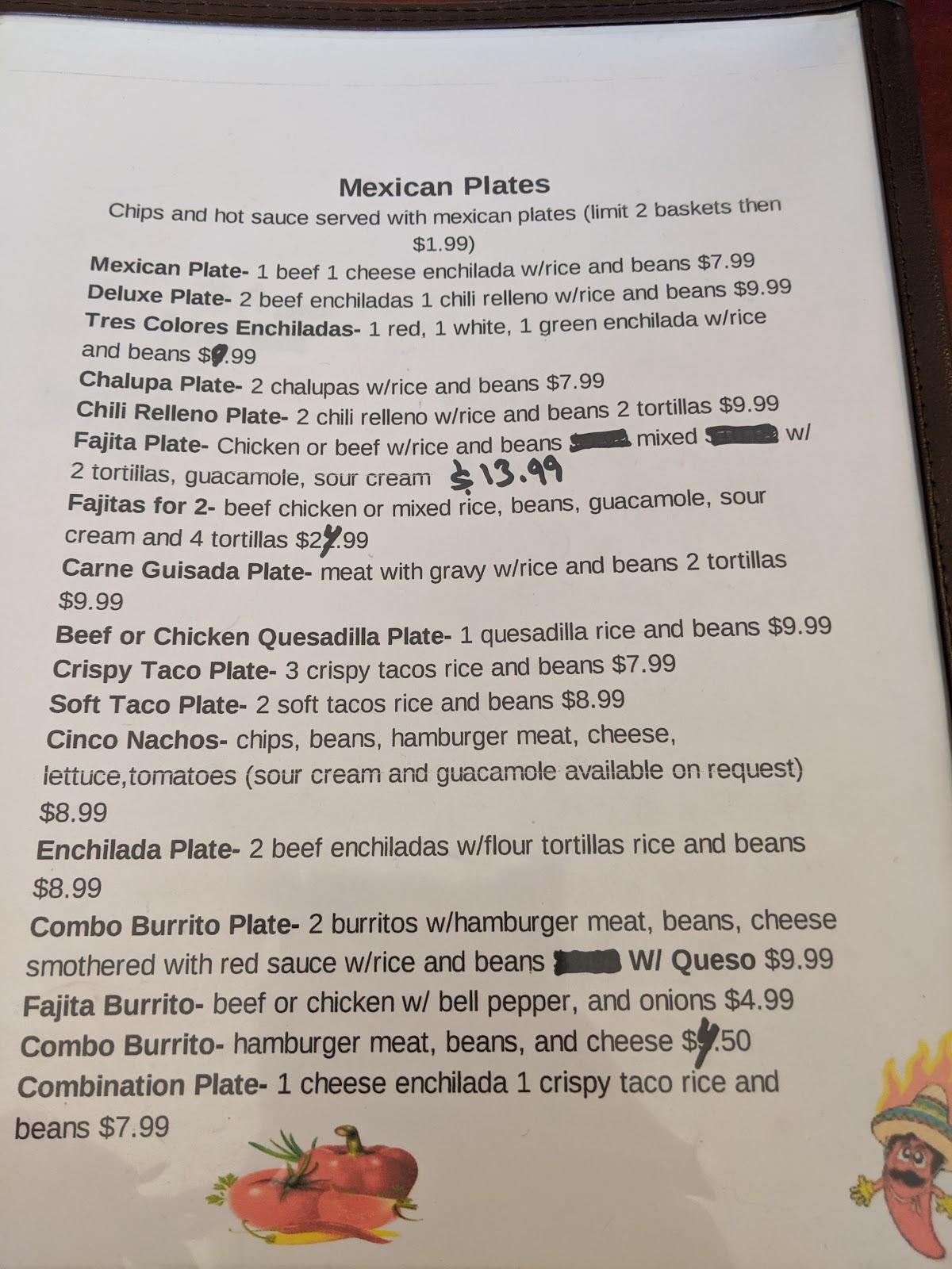 Menu at Boots Spurs restaurant, Jayton