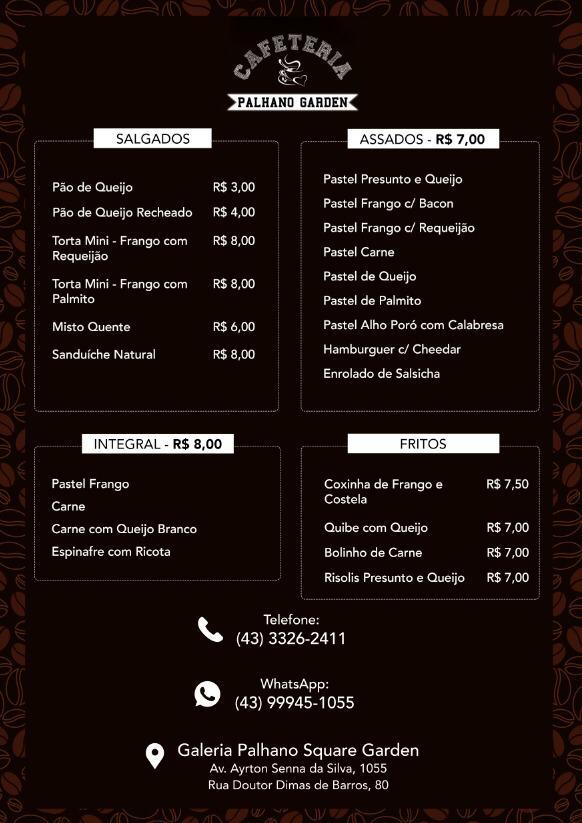 Menu em Cafeteria Palhano Garden, Londrina