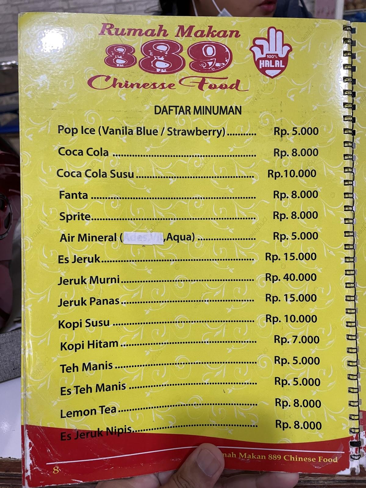 Menu at Rumah Makan 889 Chinessefood restaurant, Manokwari