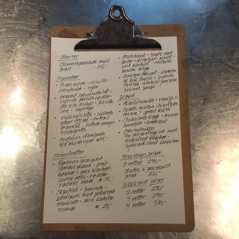 Menu at Restaurant Olive, Aarhus