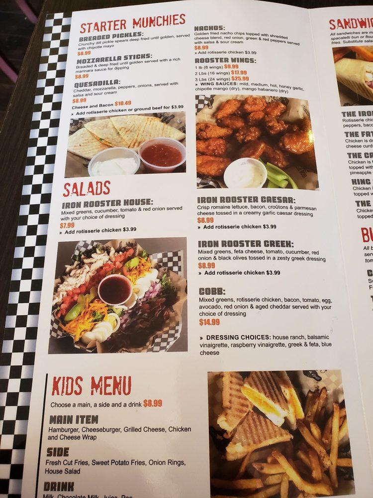 Menu at The Iron Rooster Rotisserie and Grill restaurant, Canada