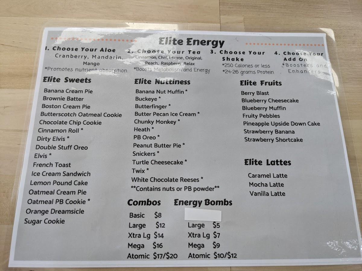 Menu at Elite Energy pub & bar, Fort Wayne