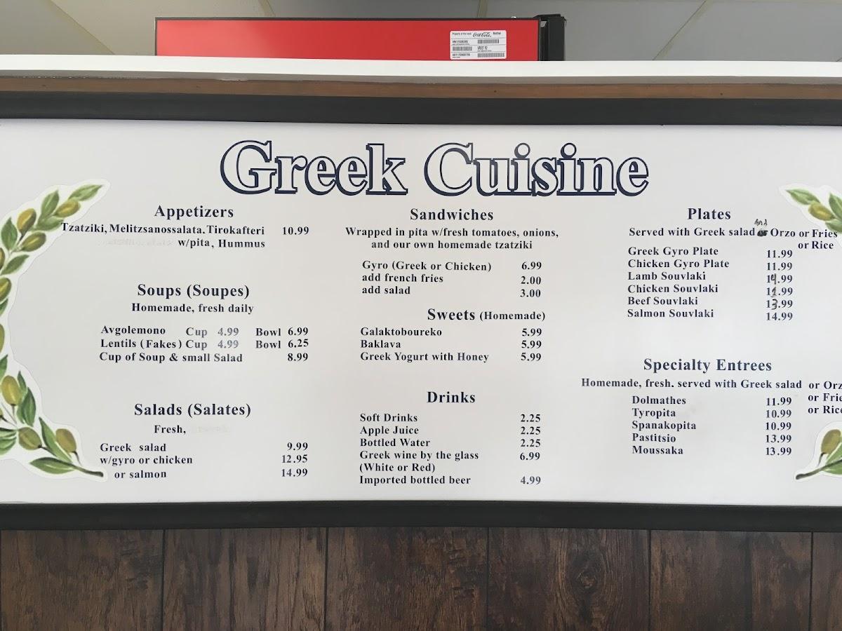 Menu at Greek Cuisine restaurant, Camarillo