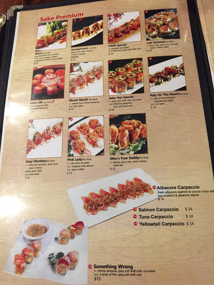 Menu at Sake Sushi & Korean BBQ, Lompoc