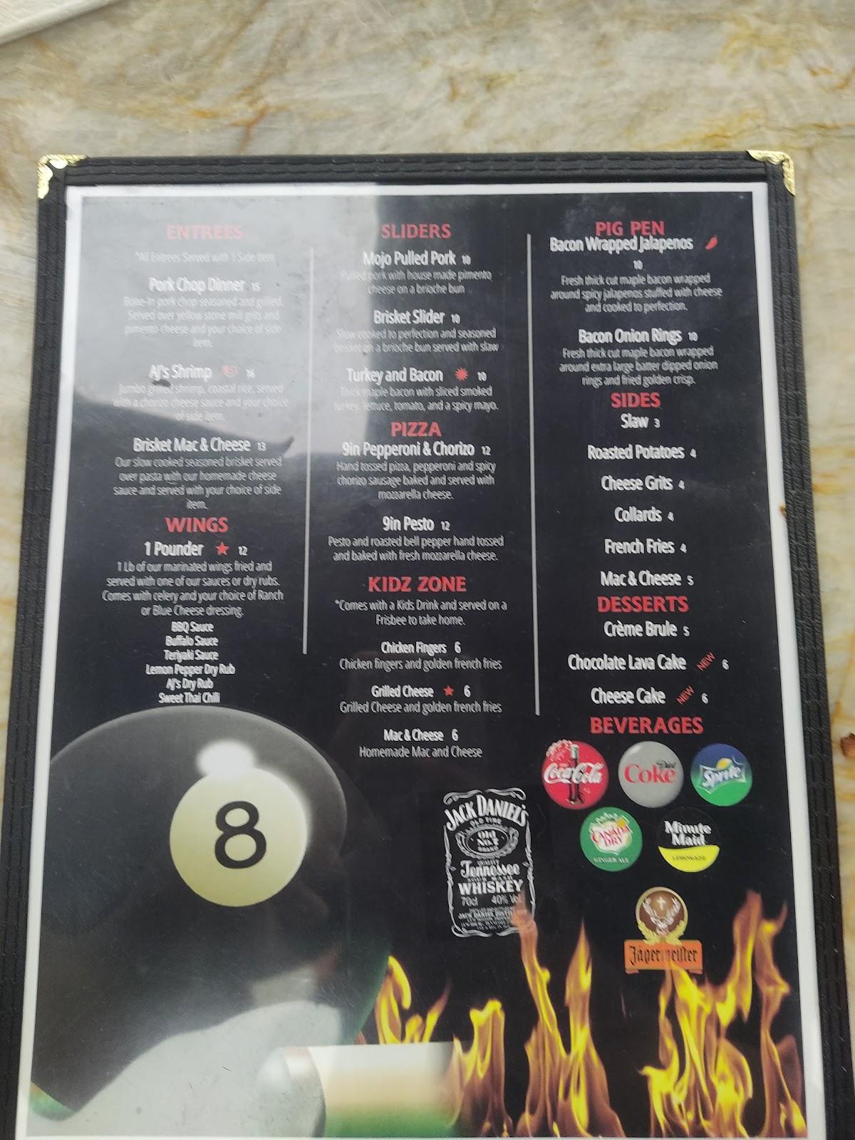 Menu at AJ's Bar and Grill, Anderson