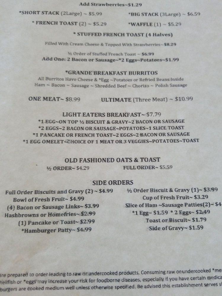 Menu at Coyote Cafe, Bullhead City