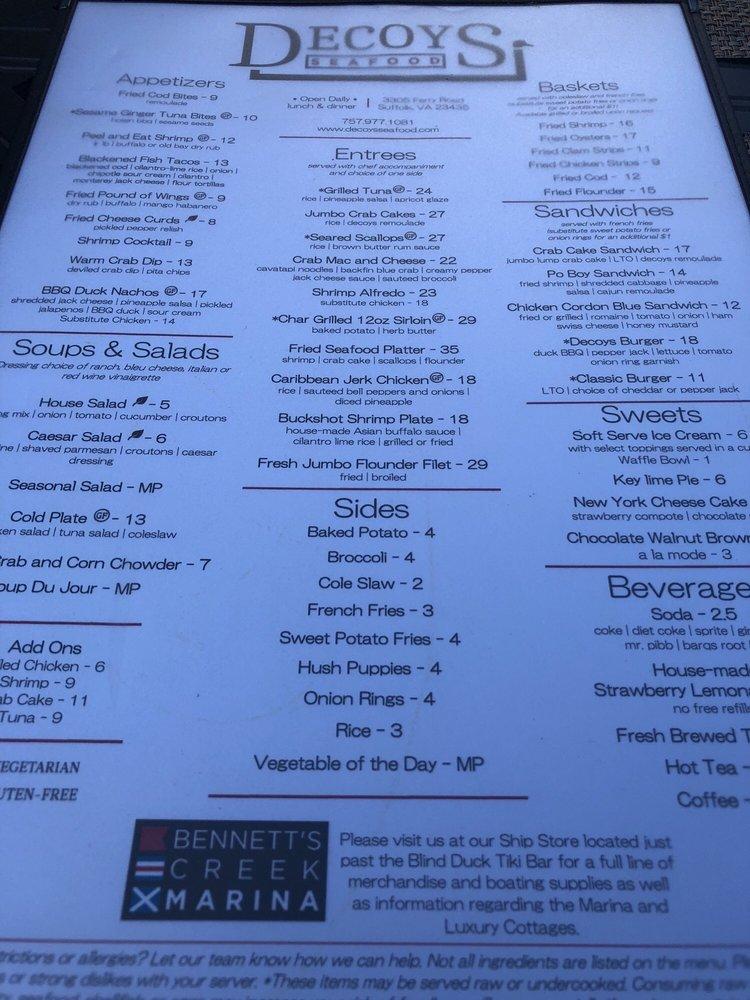 Menu at Decoys Seafood pub & bar, Suffolk