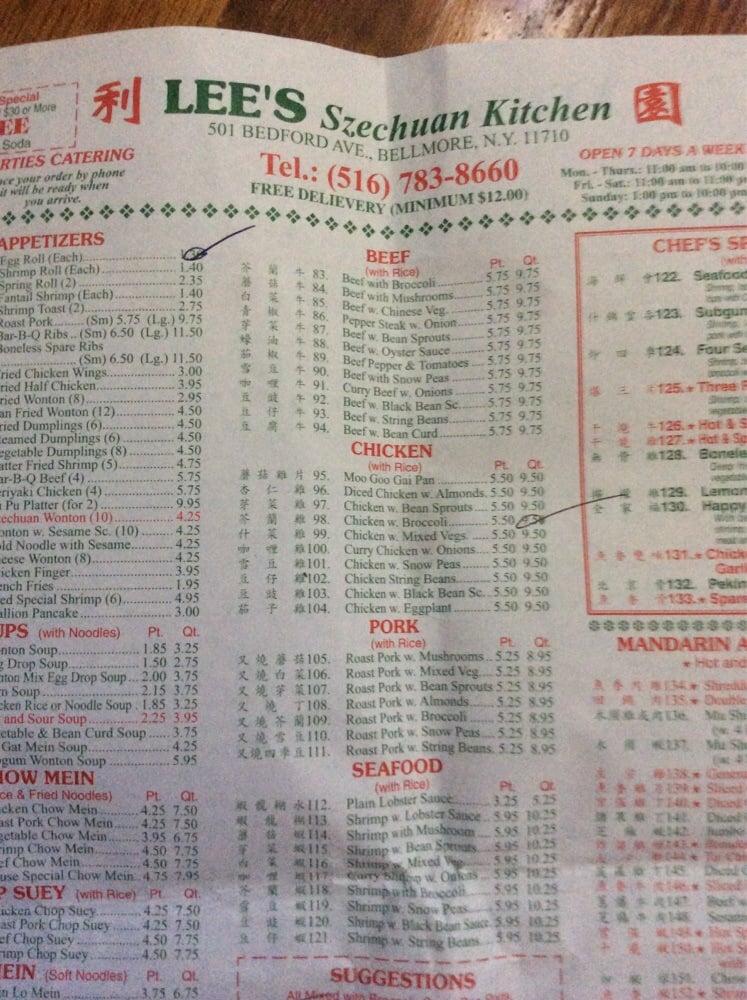 Menu At Lee S Szechuan Kitchen Restaurant Bellmore   Rd76 Lees Szechuan Kitchen Menu 