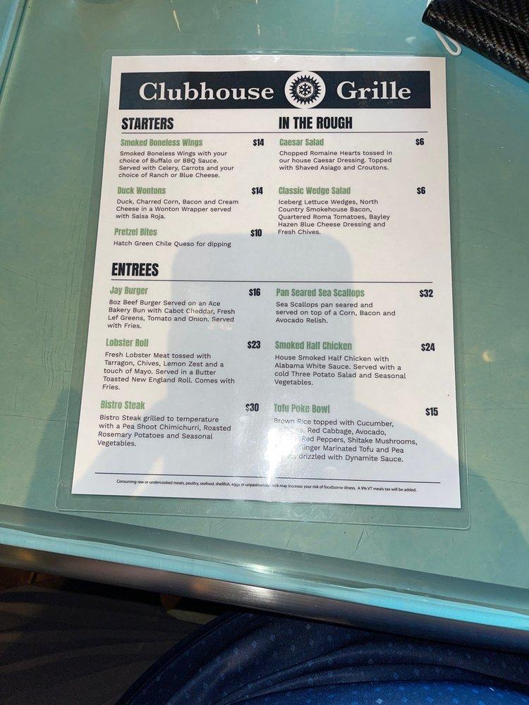 Menu at The Clubhouse Grille, Jay
