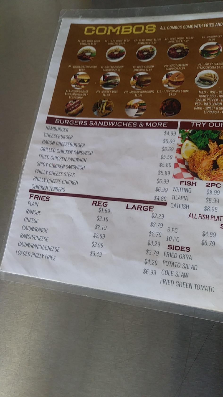 Carta del restaurante J Wings, Bessemer, 9th Ave SW