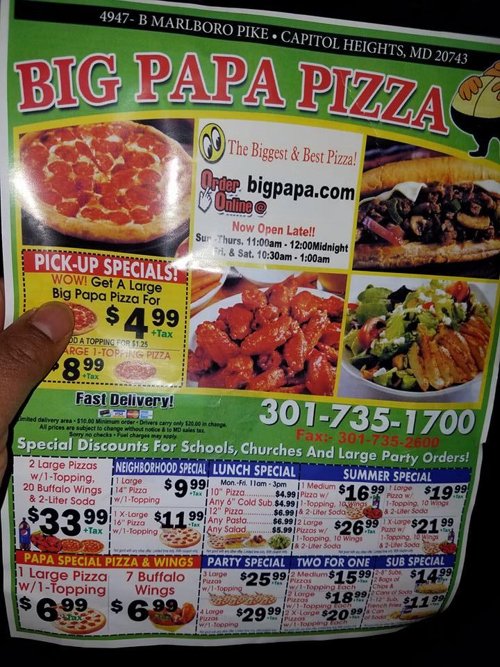 Menu at Pizza Pike pizzeria, Capitol Heights