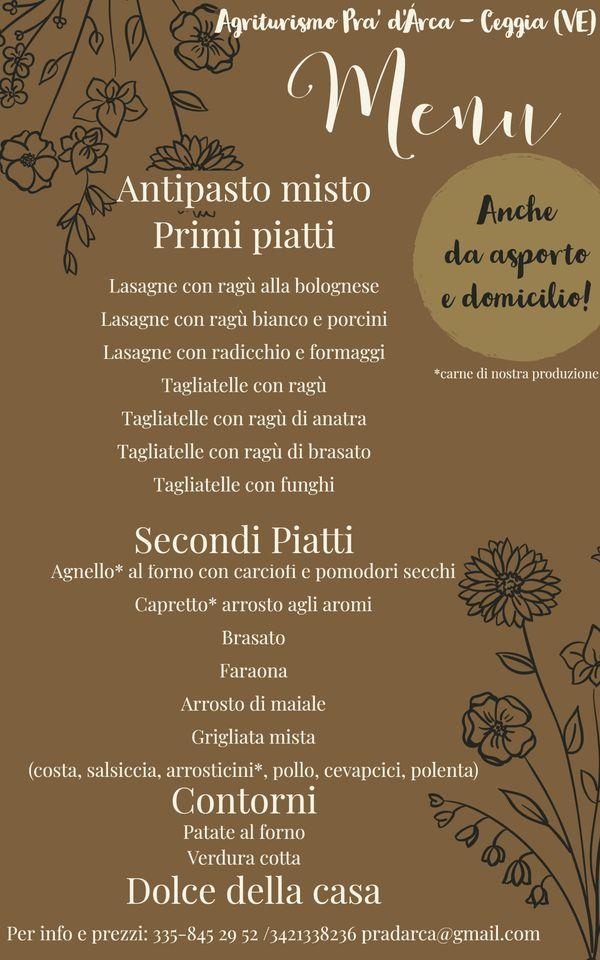 Menu di Agriturismo Pra' d'Arca 