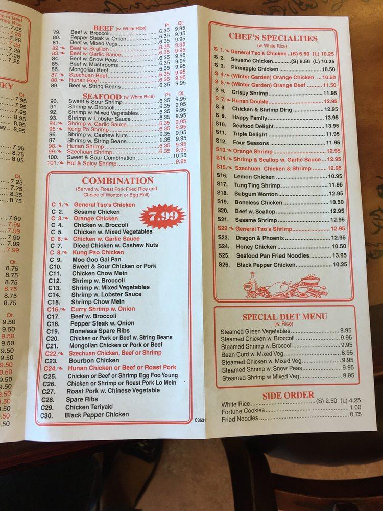 Menu at China Panda restaurant, Winter Garden