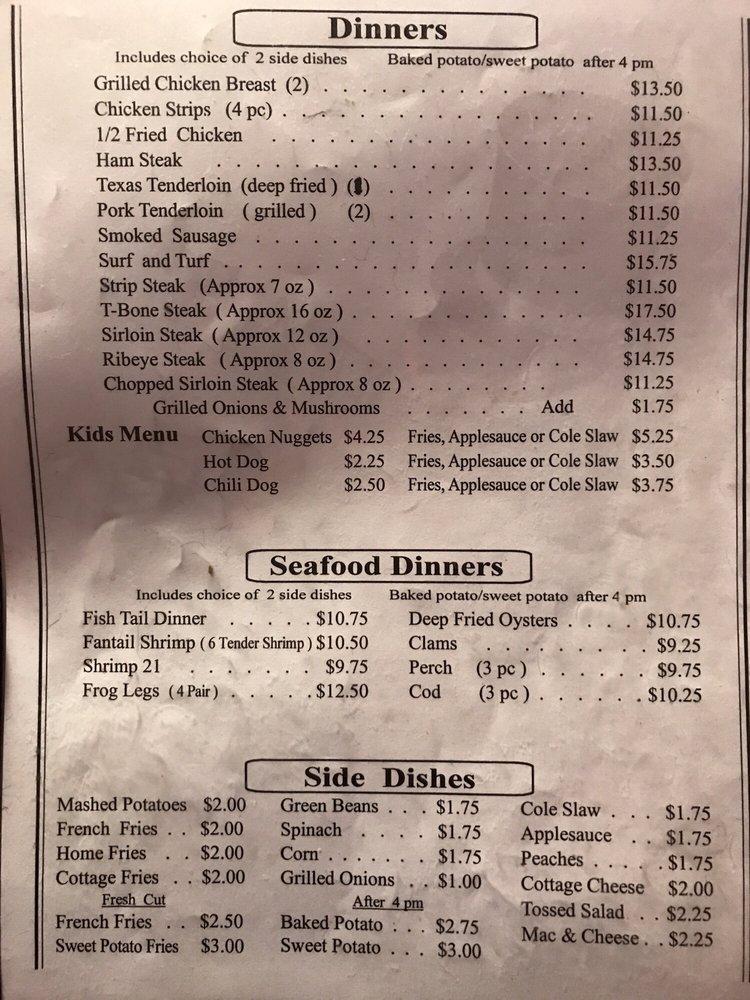 Menu at Top Hat restaurant, Junction City