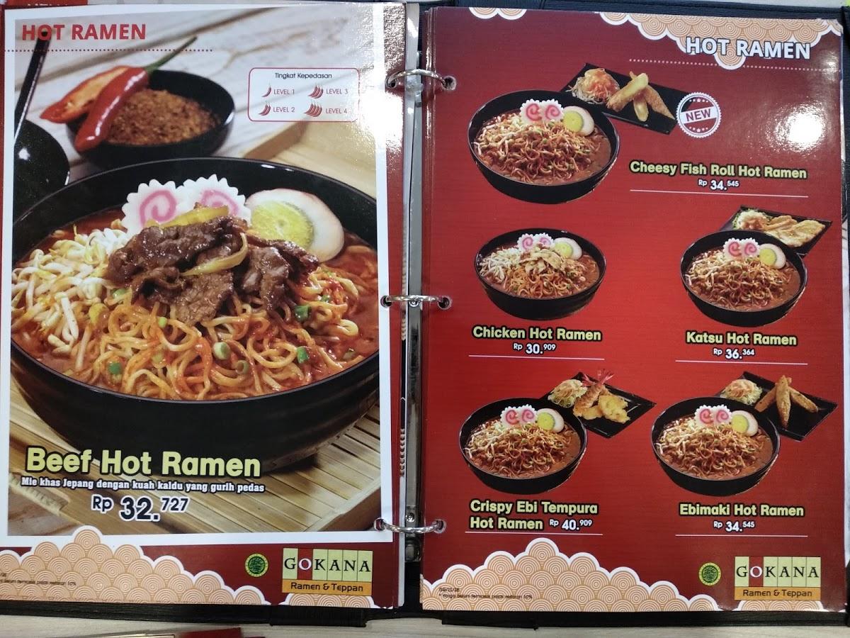 Menu At Gokana Ramen Teppan Restaurant Tasikmalaya