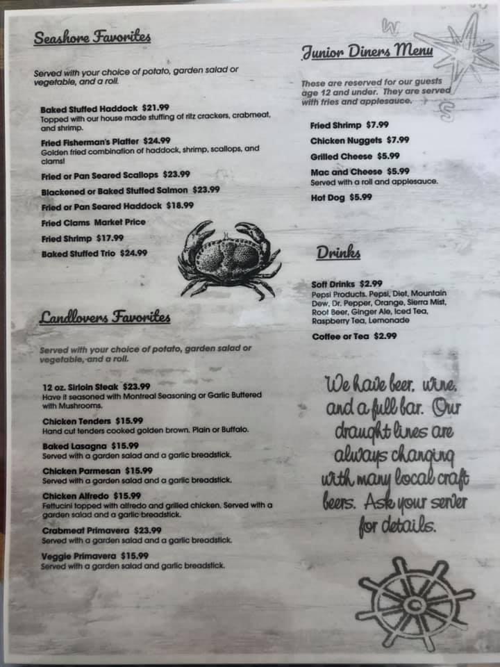 Menu at Dockside Family Restaurant, Belfast