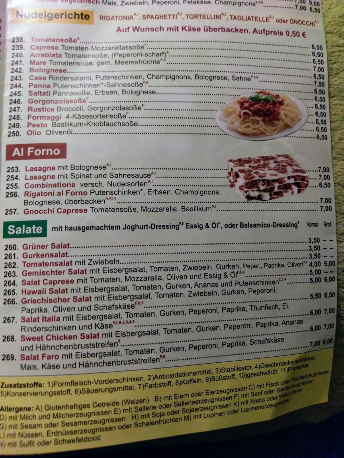 Speisekarte von Pizzeria Italia, Weinheim