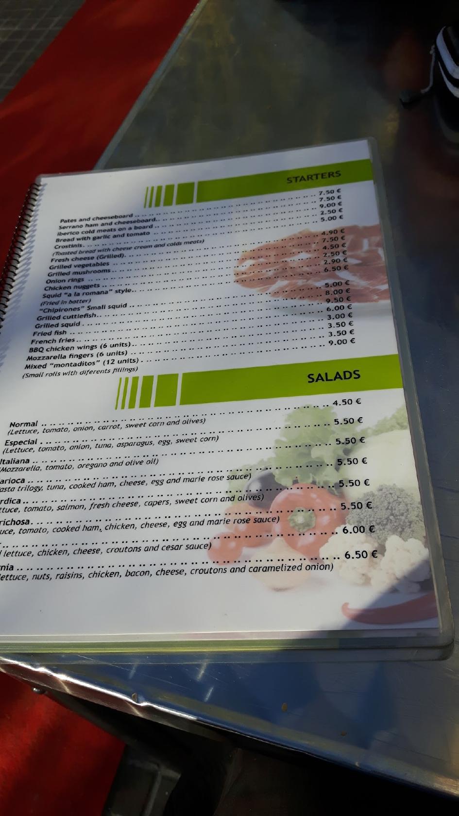 Carta de Pizzeria San Francisco, La Marina