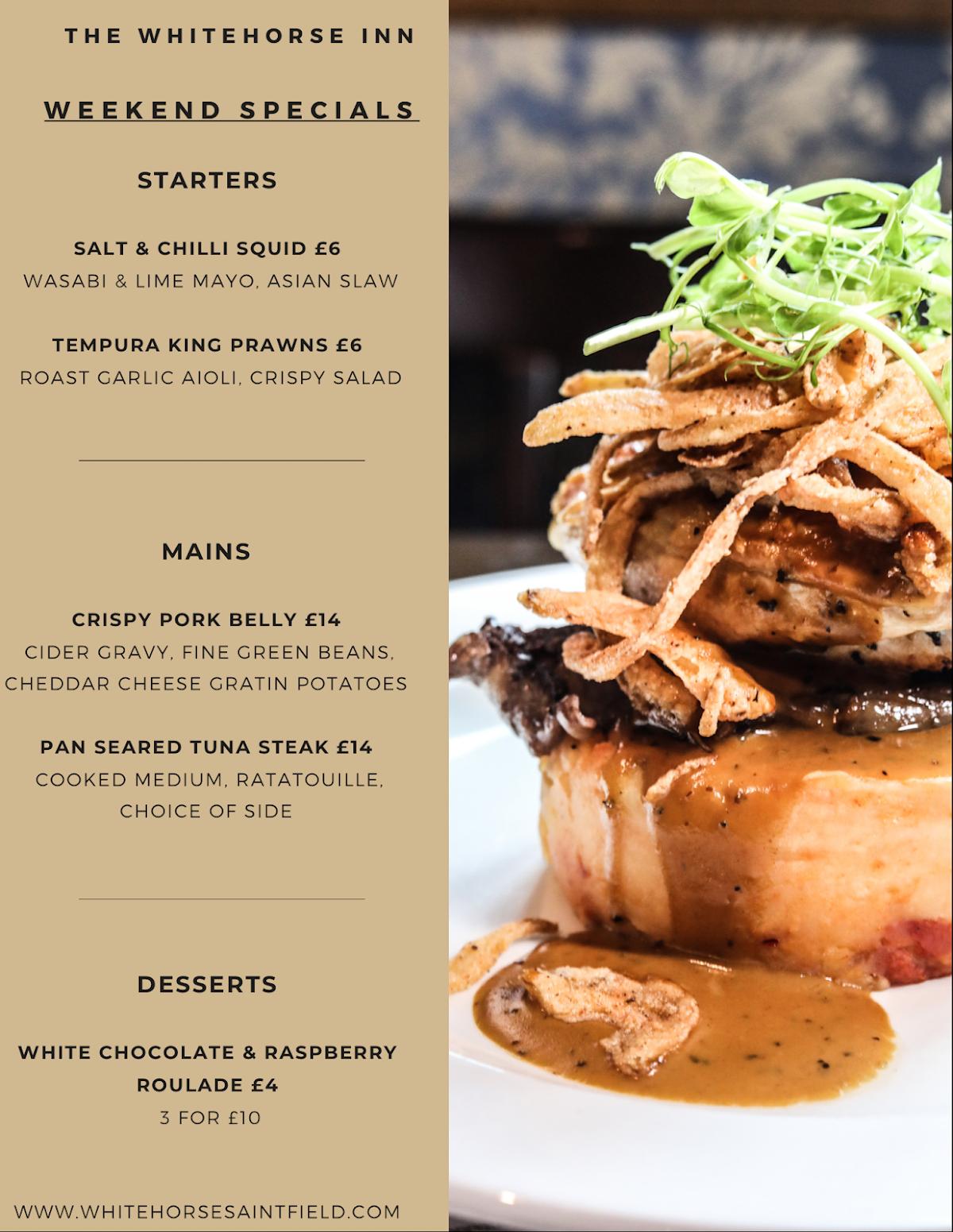 Menu at The White Horse Inn pub & bar, Saintfield